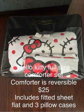 Hello Kitty Comforter Set - White & Red